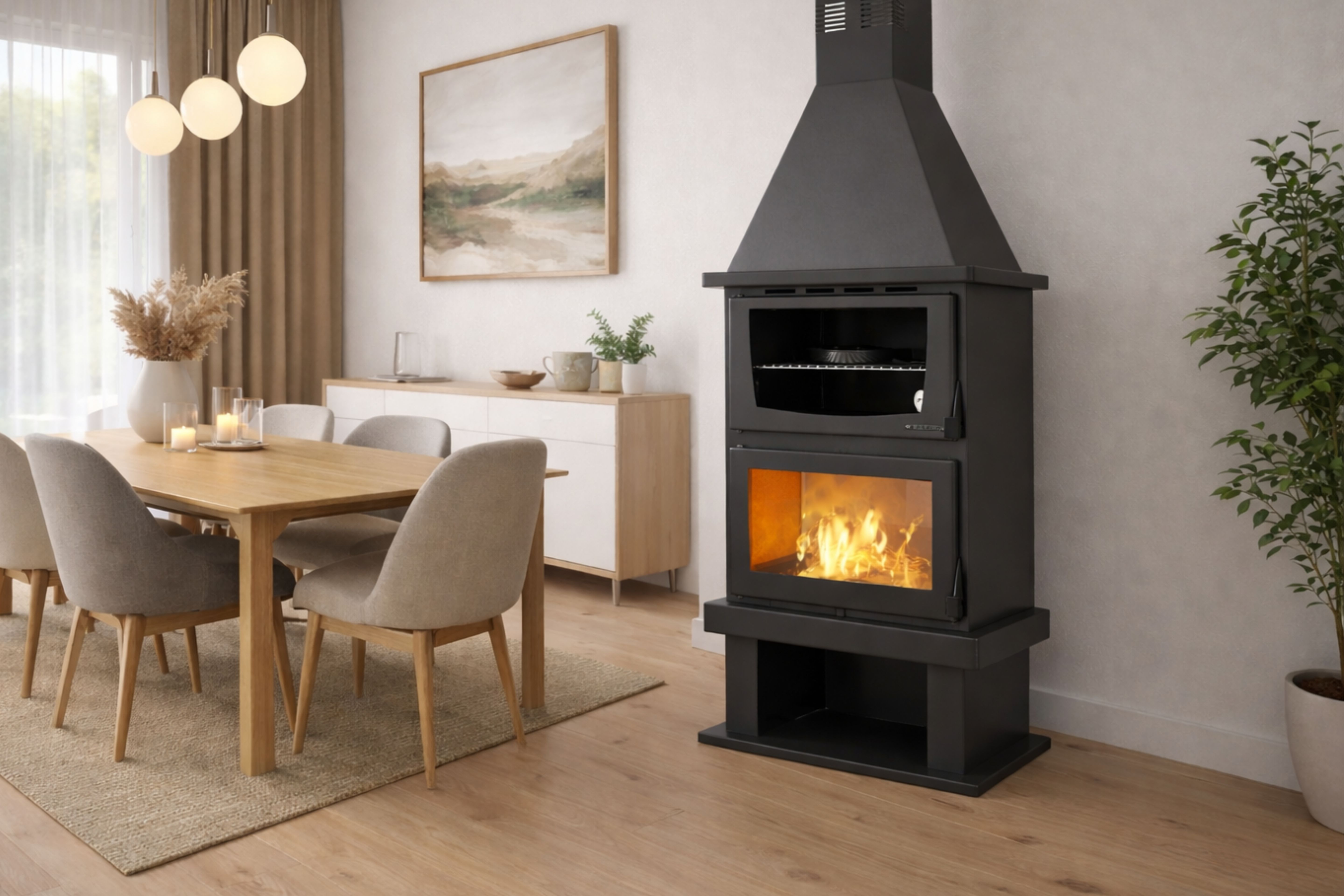 Kominek opalany drewnem z piekarnikiem